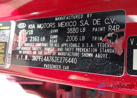 2018 Kia Forte S z USA, uszkodzony, nr VIN 3KPFL4A76JE276440